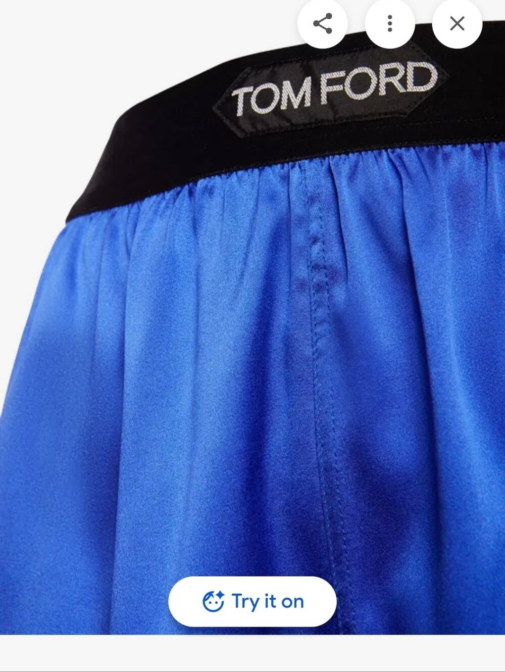 Tom Ford Black-Waistband Royal Blue Silk Shorts Size Small - Picture 4 of 9